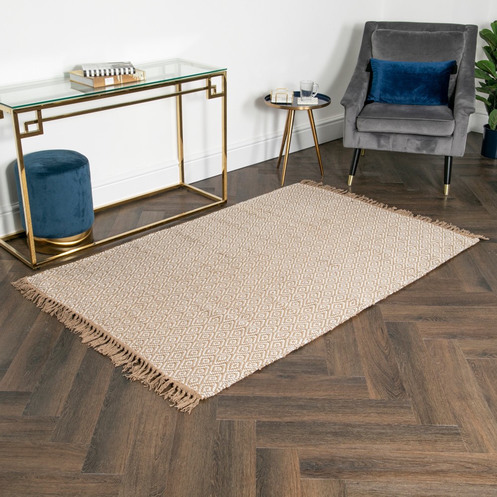 Henley Geometric Diamond Jute Rugs in Natural